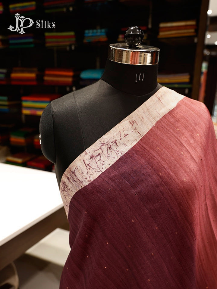 Light & Red Brown Semi Tussar Saree - E5926-view3