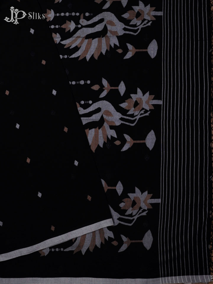 Black Khadi Cotton Saree - G16-view2