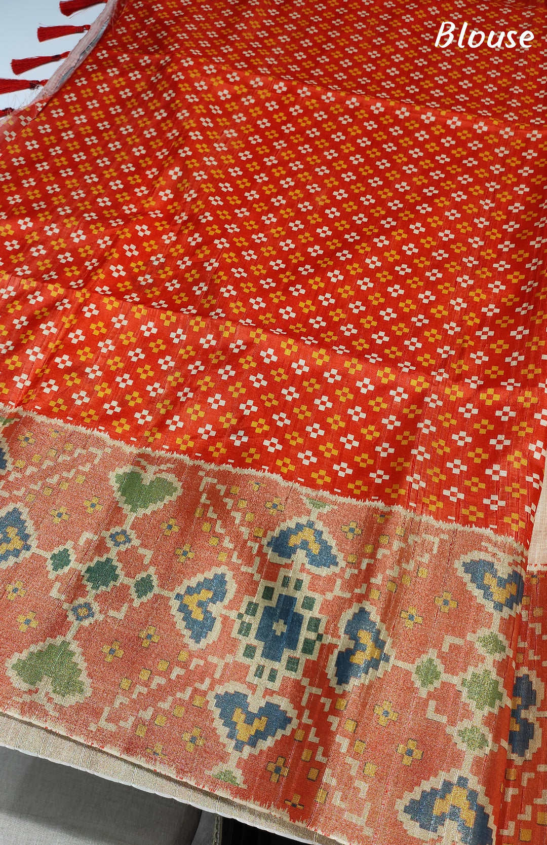 Sandal and Orange Semi Tussar Saree - E1247