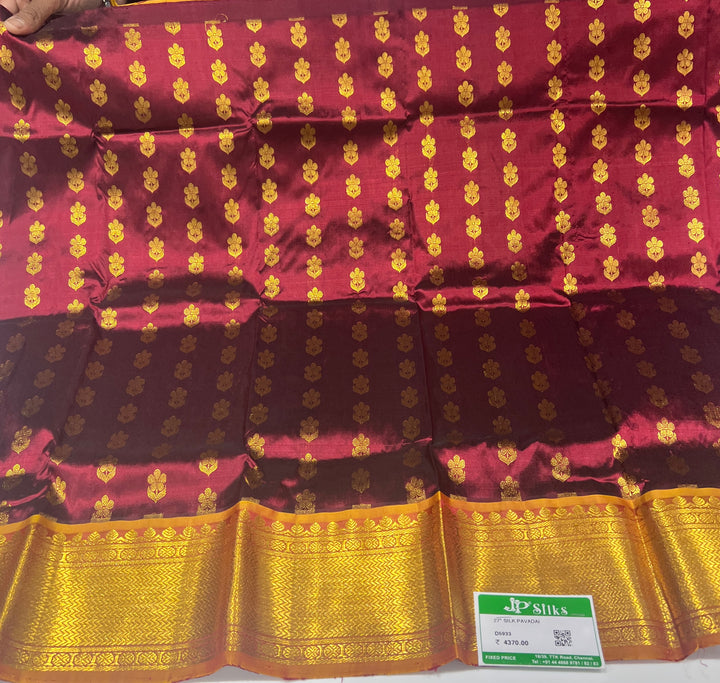 Violet with Mustard Pattu Pavadai - D5933 | 1 yr - 3 yr