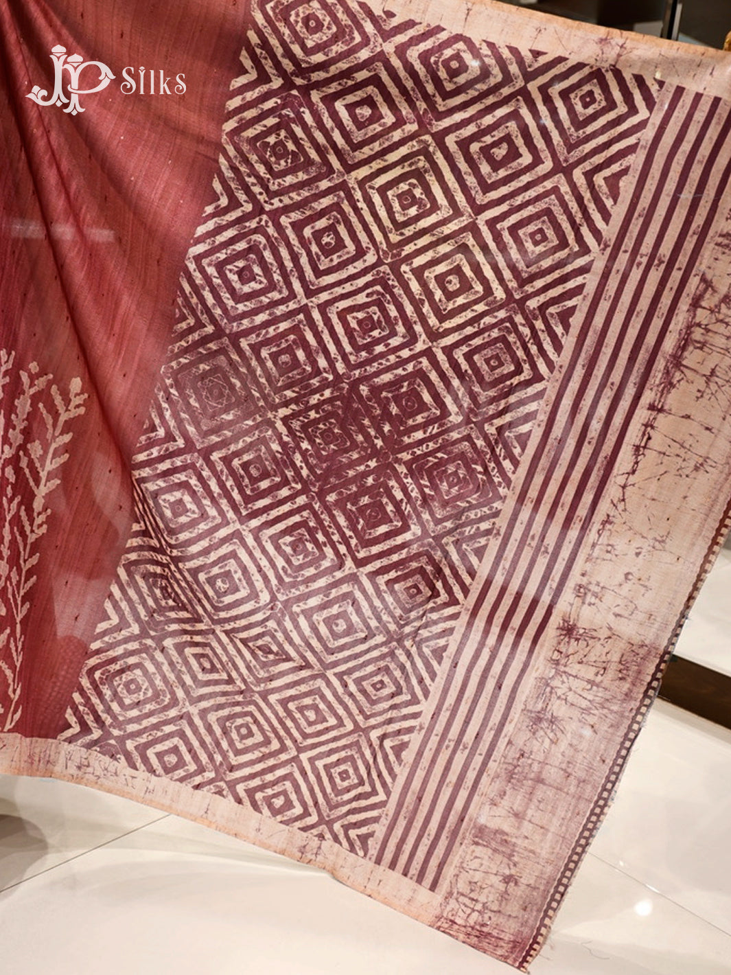 Light & Red Brown Semi Tussar Saree - E5926-view4