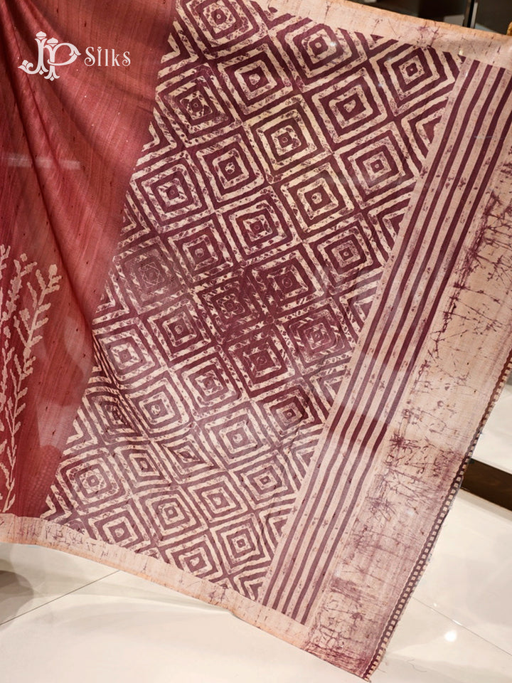 Light & Red Brown Semi Tussar Saree - E5926-view4
