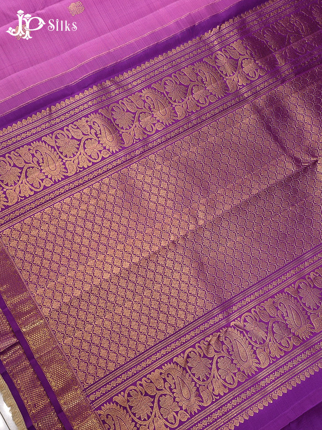 Light Magenta & Purple Kanchipuram Silk Saree - G864