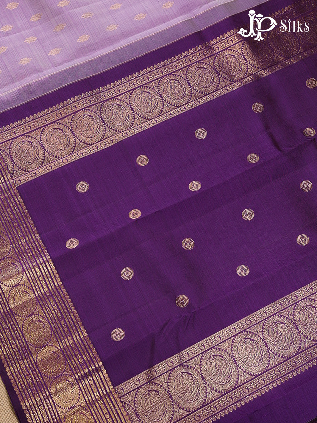 Lavender & Deep Purple Kanchipuram 2G Zari Silk Saree - G866