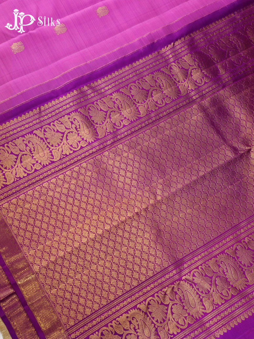 Light Magenta & Purple Kanchipuram Silk Saree - G864