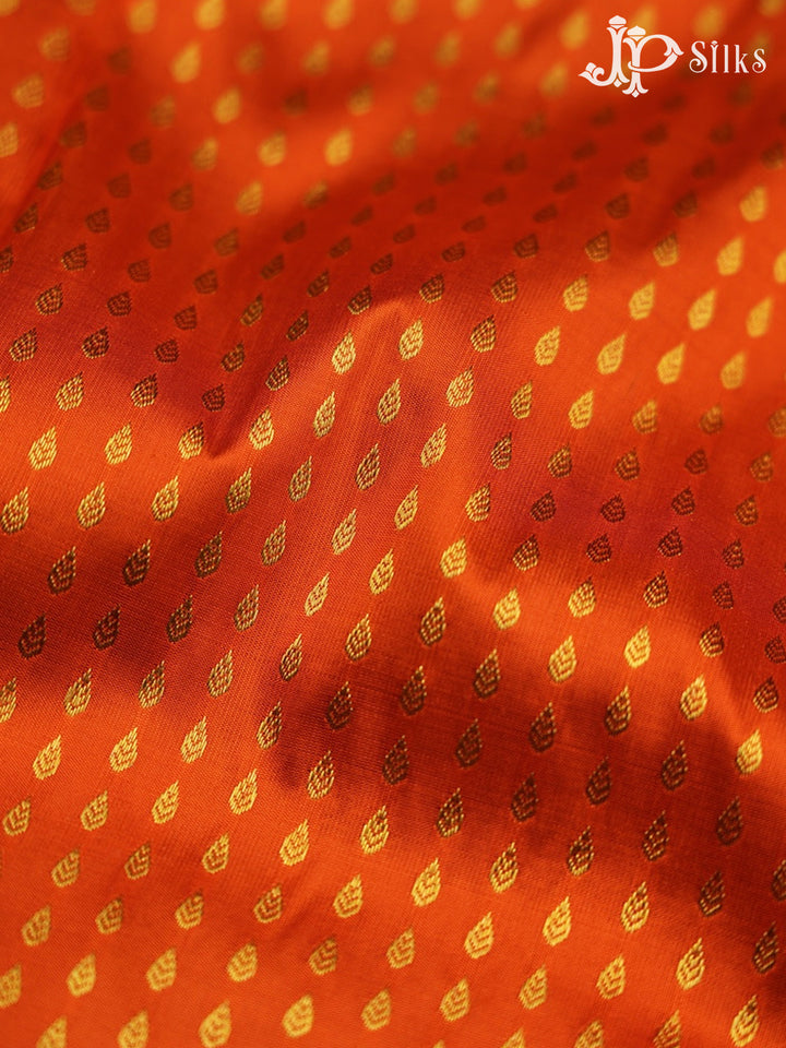 Orange and Blue Pattu Pavadai - D5934 - View 4