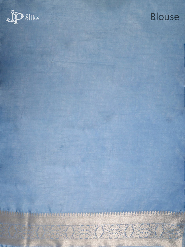Greyish Blue Semi Banarasi Saree - F3127-view5