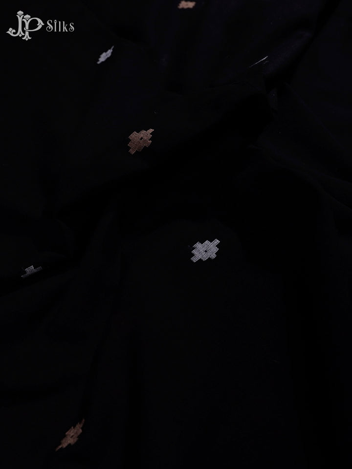 Black Khadi Cotton Saree - G16-view3