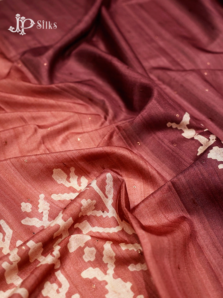 Light & Red Brown Semi Tussar Saree - E5926-view5