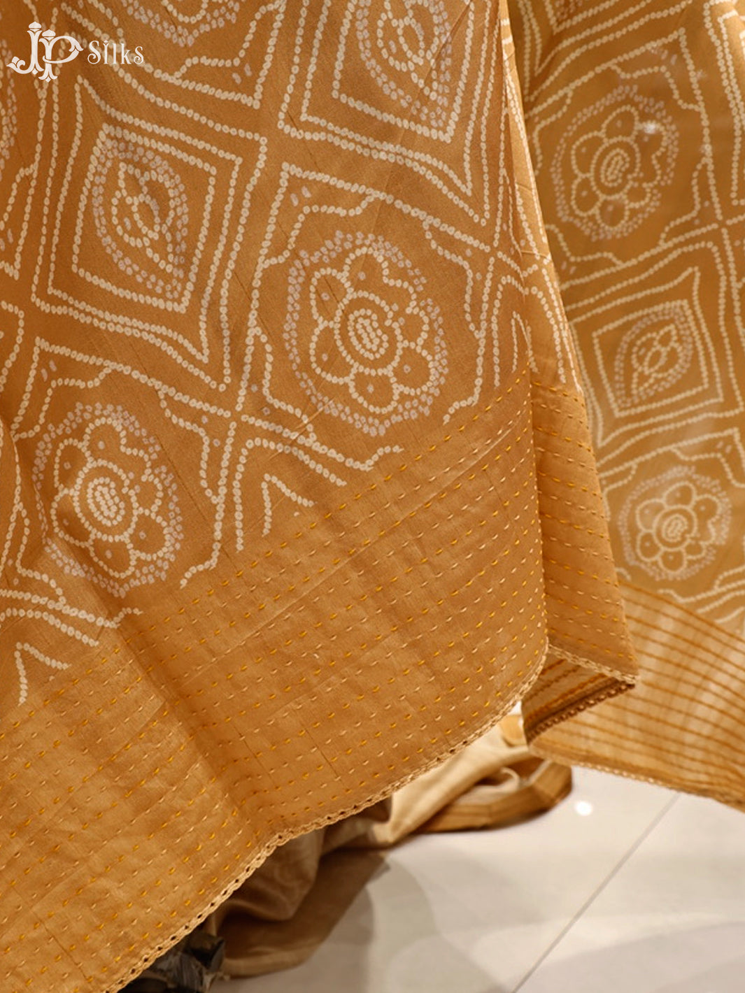 Gold Ochre Semi Tussar Saree - E3290-view5