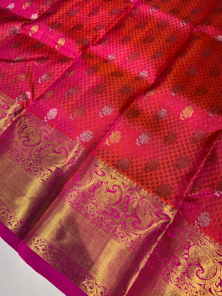 Red And Pink Pattu Pavadai - D5935 | 1 yr - 3 yr