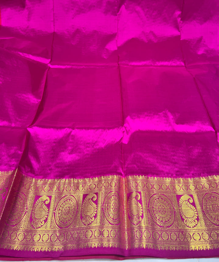 Maroon And Pink Pattu Pavadai - C1458 | 10 yr and above