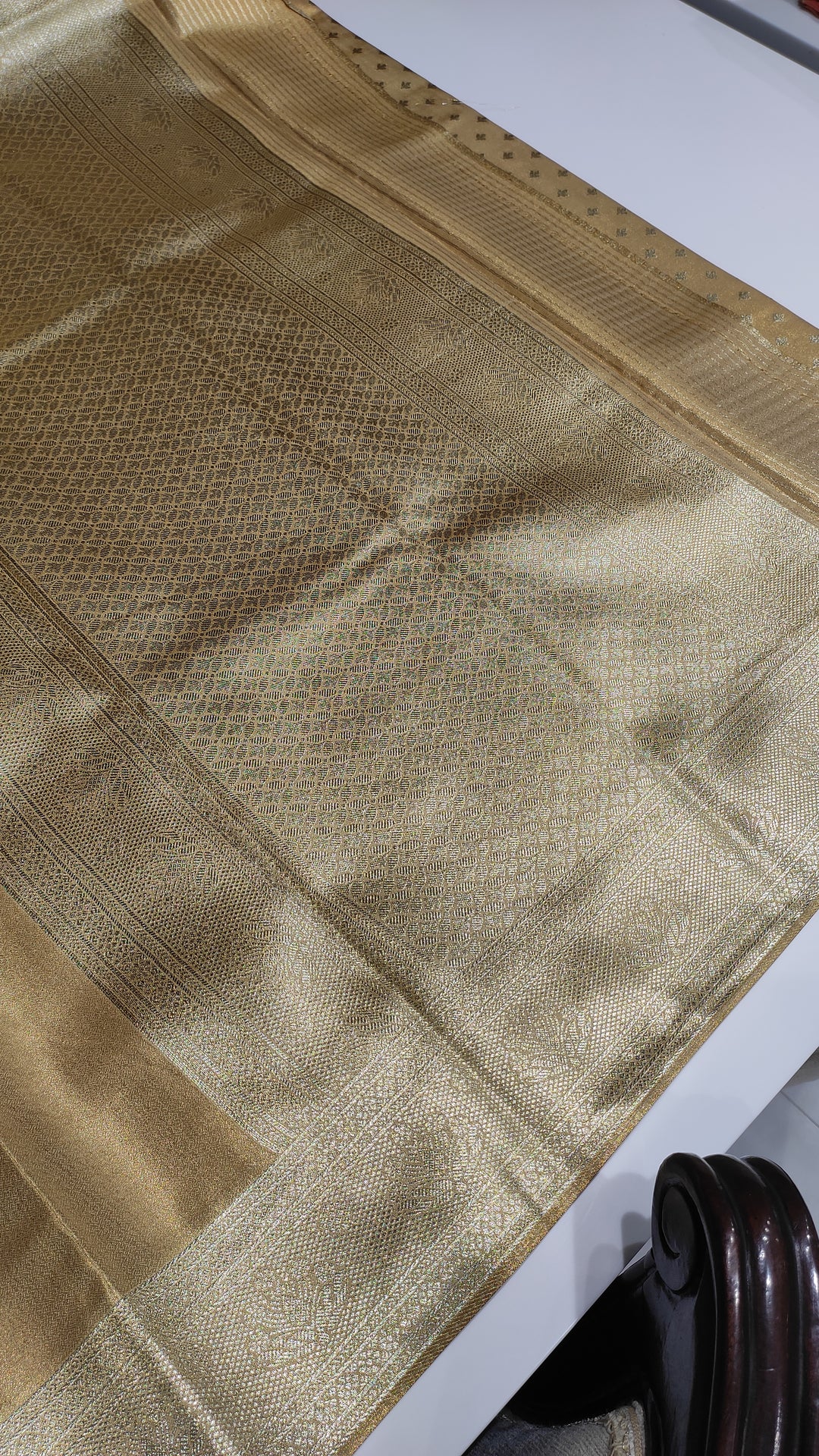 Light Gold Art Silk Saree - F2895