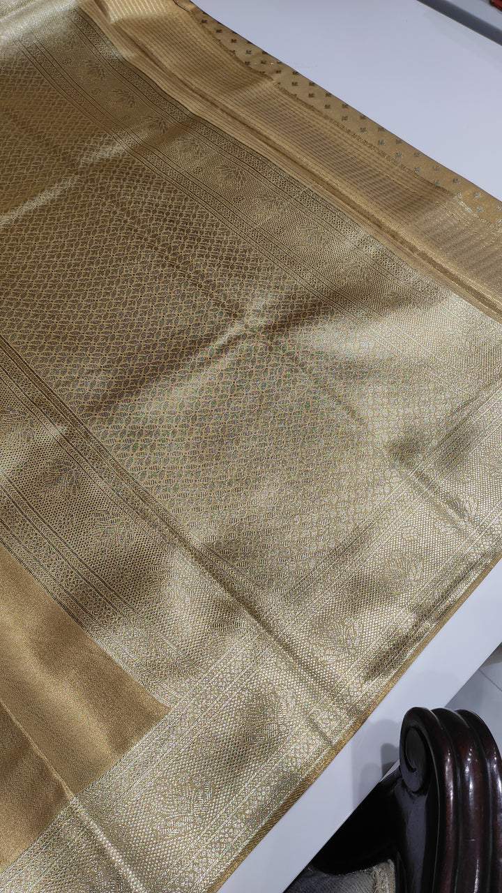 Light Gold Art Silk Saree - F2895