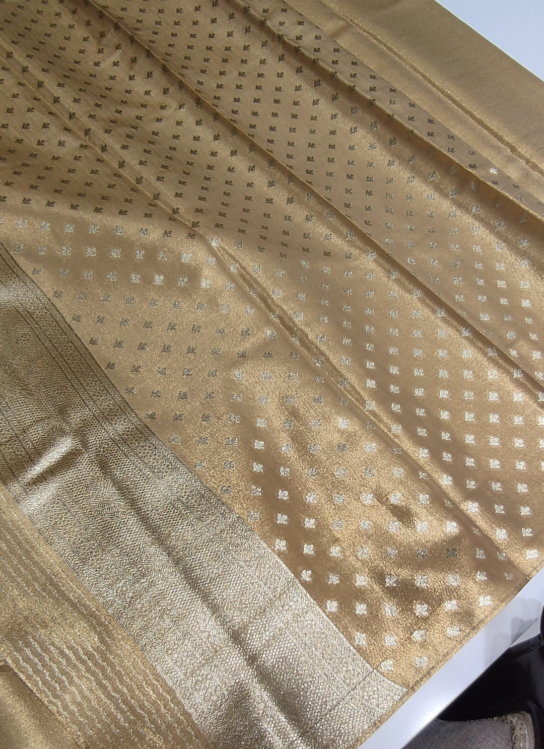 Light Gold Art Silk Saree - F2895