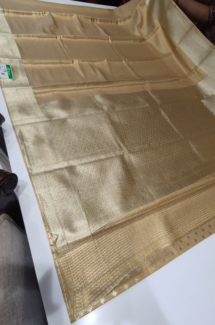 Light Gold Art Silk Saree - F2895