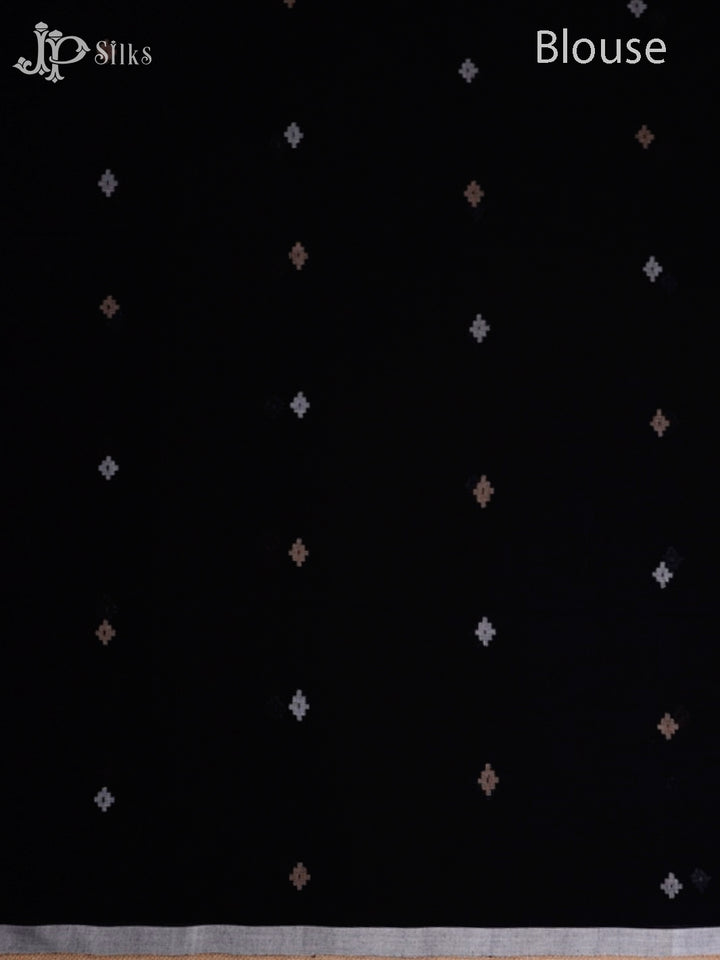 Black Khadi Cotton Saree - G16-view6