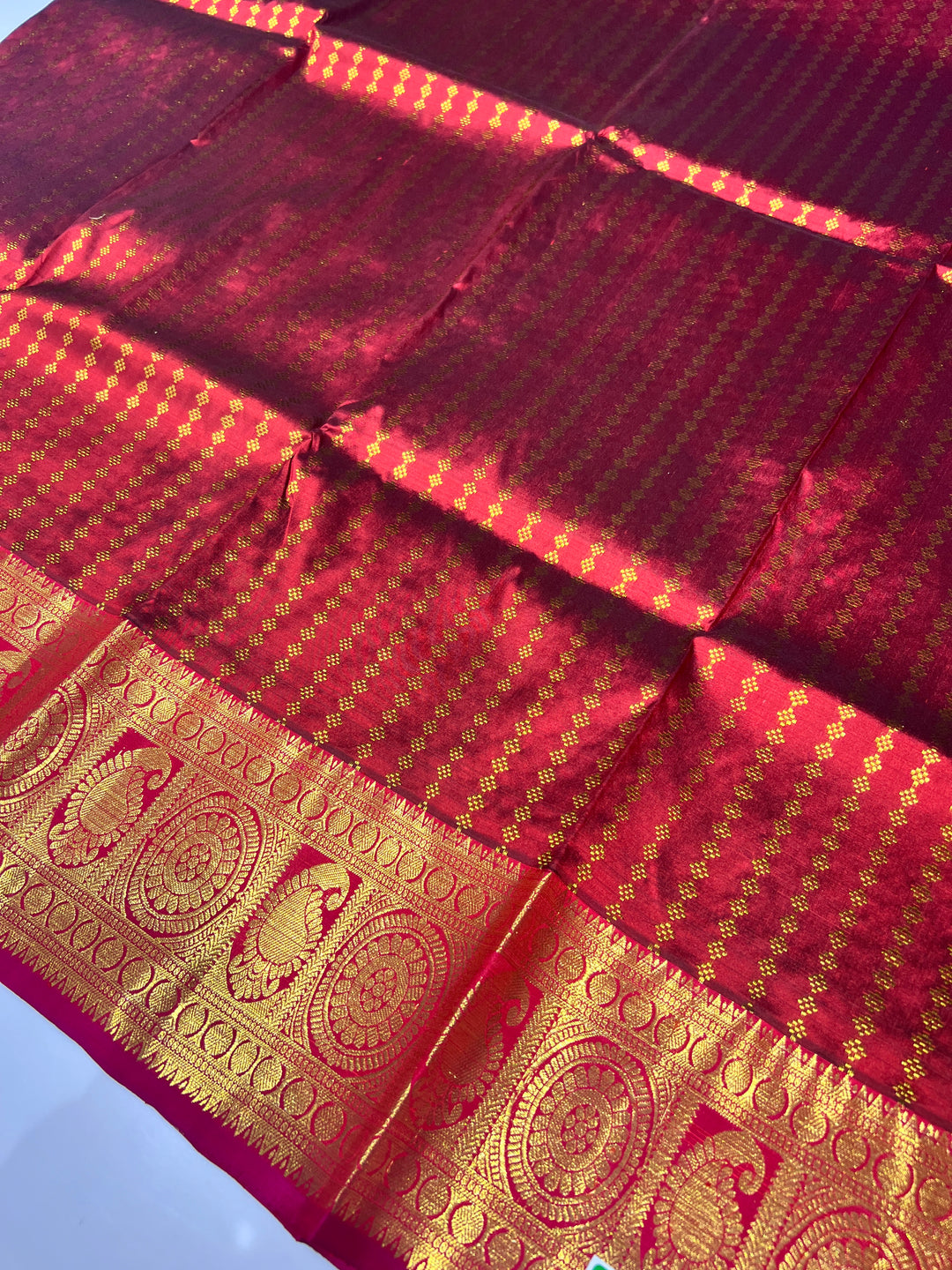 Maroon And Pink Pattu Pavadai - C1458 | 10 yr and above