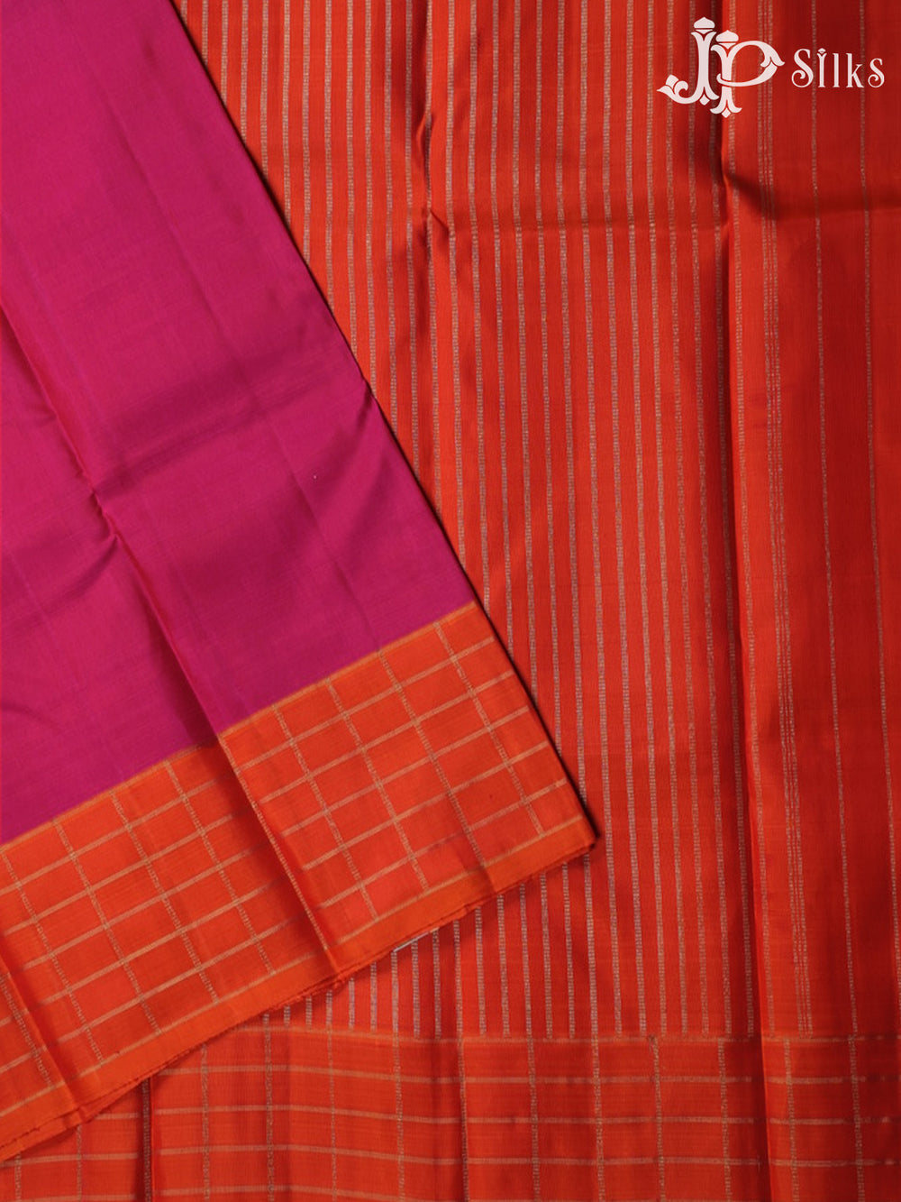 Pink and orange Kanchipuram Silk Saree - A469 - View 2