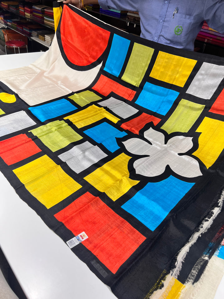 Multicolour Tussar Silk Saree - E6592