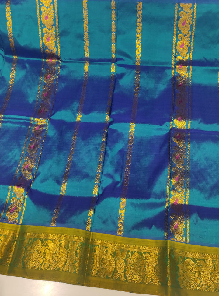 Blue And Green Pattu Pavadai - A13436 | 1 yr to 3 yr
