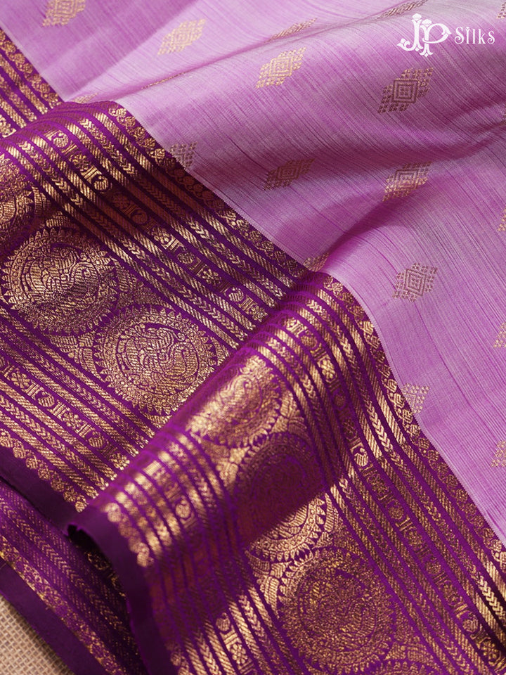 Lavender & Deep Purple Kanchipuram 2G Zari Silk Saree - G866