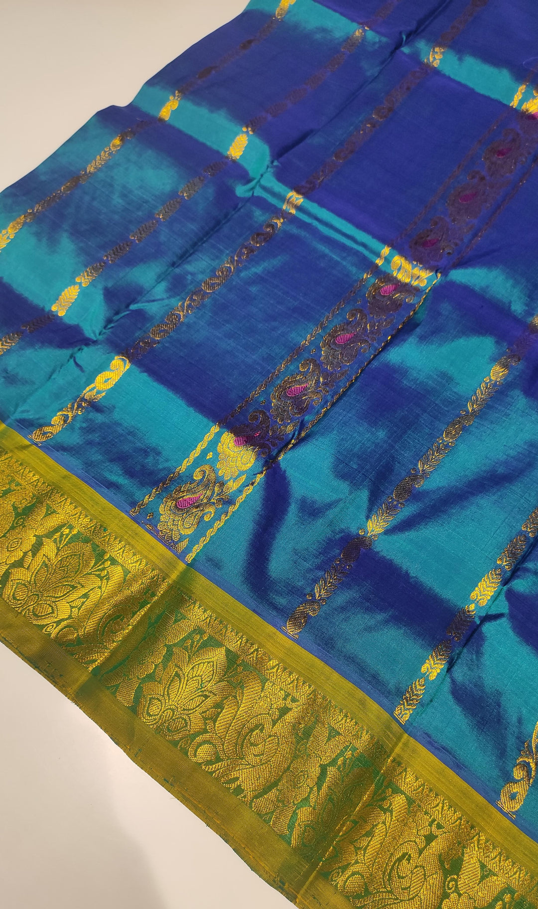 Blue And Green Pattu Pavadai - A13436 | 1 yr to 3 yr