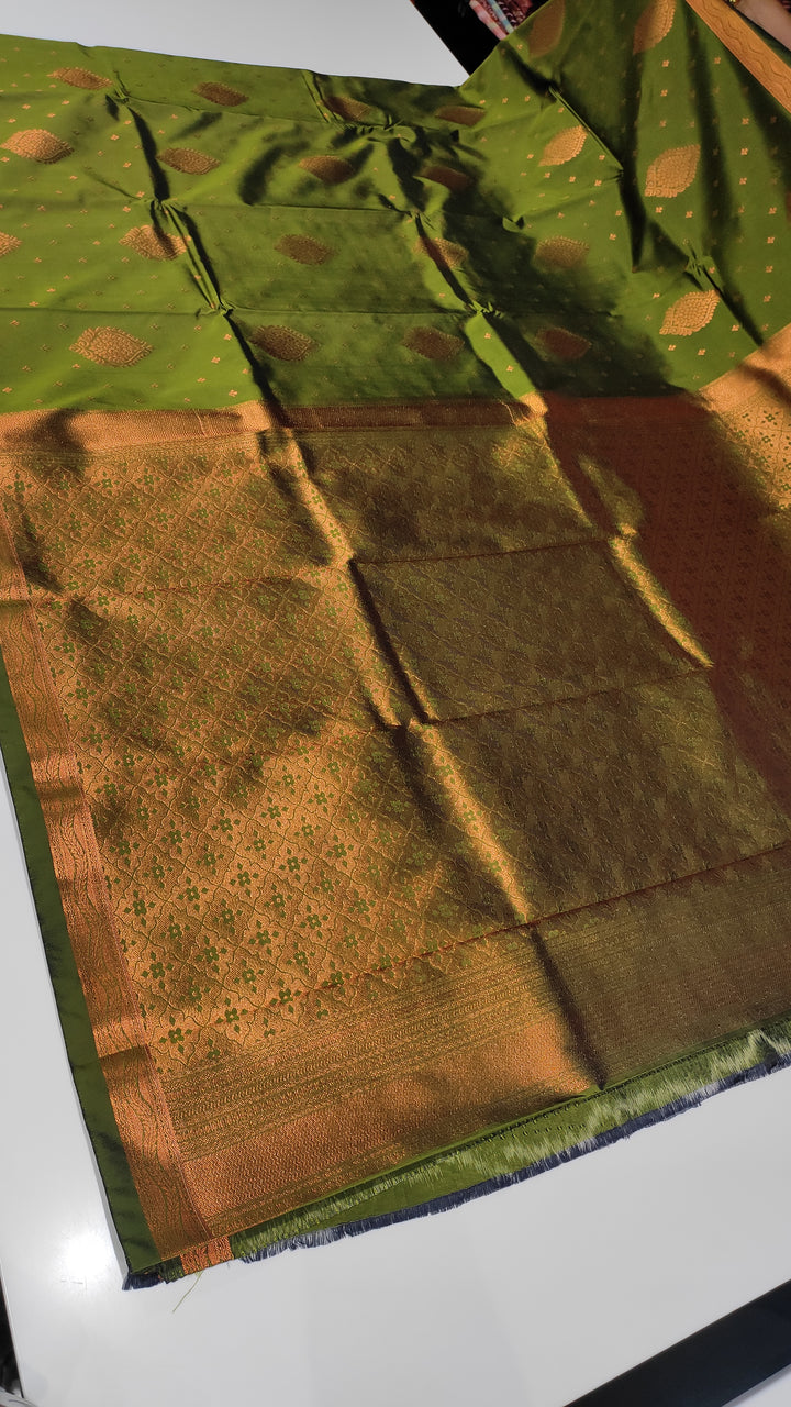 Olive Green Art Silk Saree - E4960