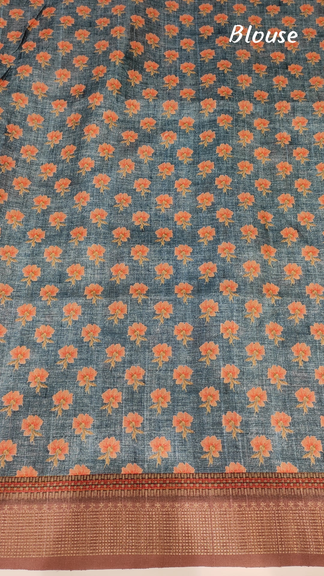 Greyish Blue Semi Tussar Saree - E1181