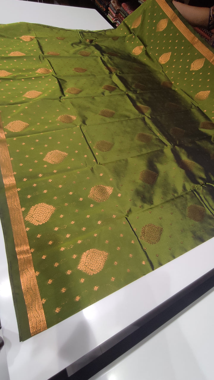 Olive Green Art Silk Saree - E4960