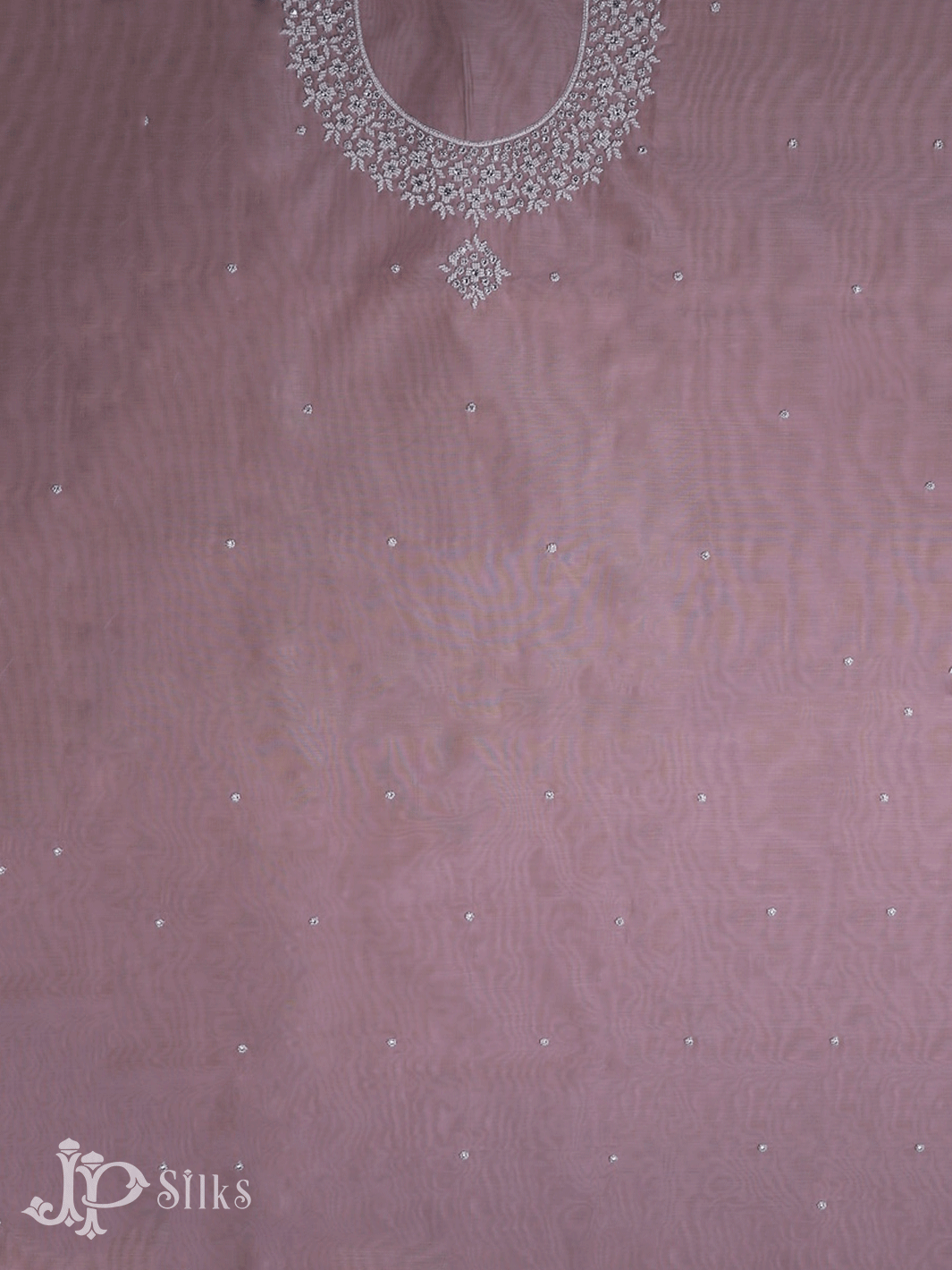 Pinkish Grey Sem Organza Unstitched Chudidhar Material Set - D7105