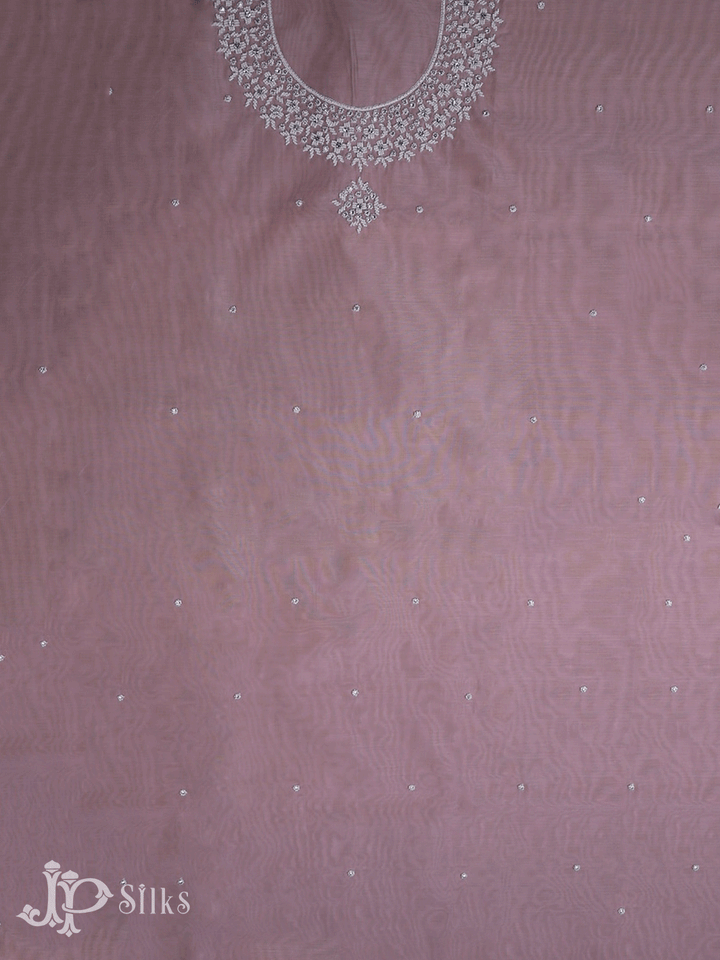 Pinkish Grey Sem Organza Unstitched Chudidhar Material Set - D7105