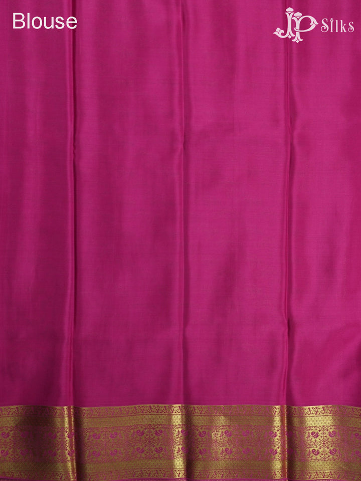 Pastel Green with Baby Pink Mysore Silk Saree - D4772 - View 7