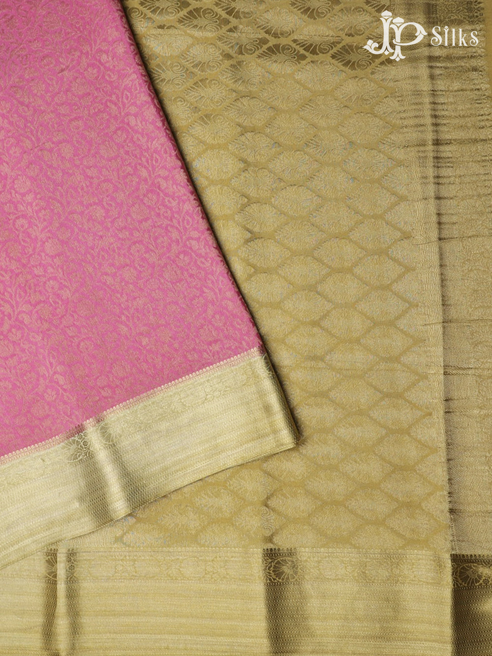 Onion Pink with Light gold Mysore Silk saree - F2458 - View 2