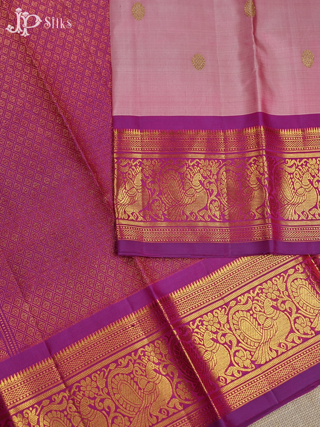 Onion Pink and Magenta Kanchipuram Silk Saree - F2452 - View 4