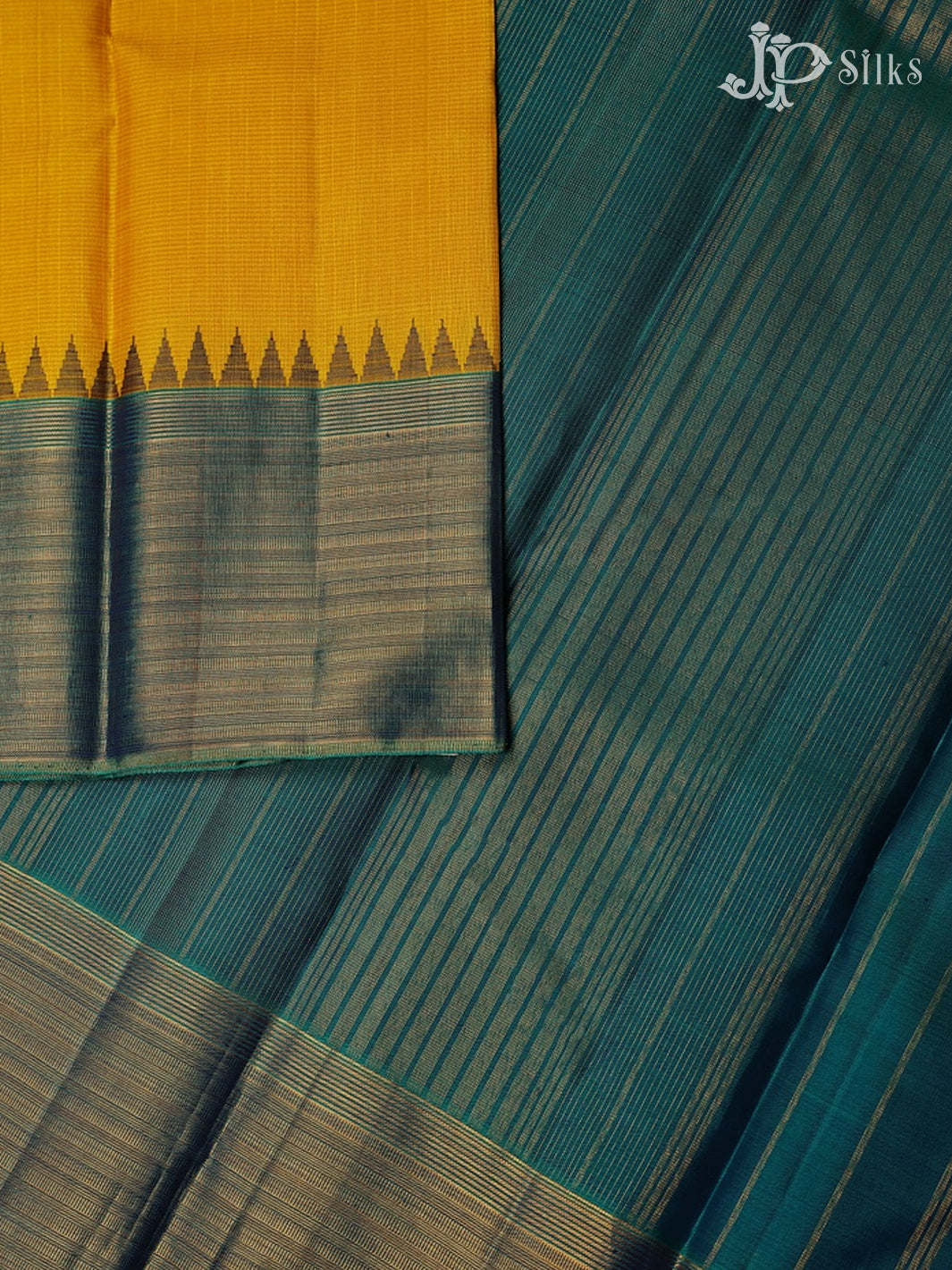 Lemon Yellow with Dark Green Kanchipuram Silk Saree - E5122 - View 5