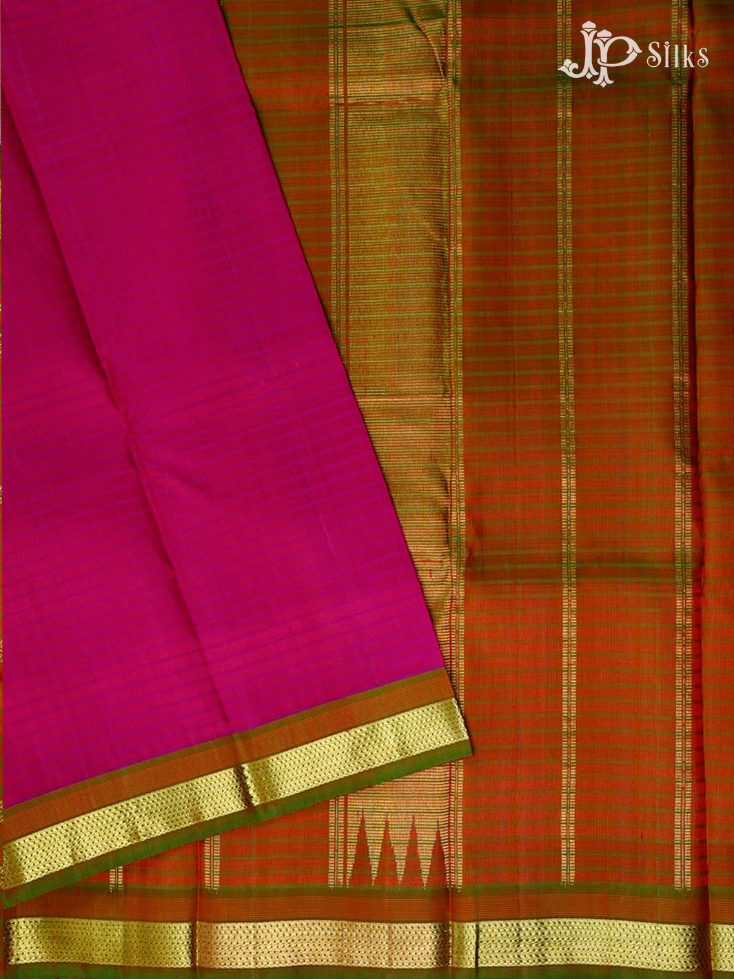 Rani Pink And Dual Shade Green Kanchipuram Pure Silk Saree - F3442