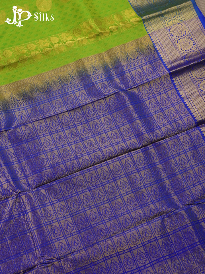 Light green with blue Kanchipuram Silk Saree - A6089 - View 3