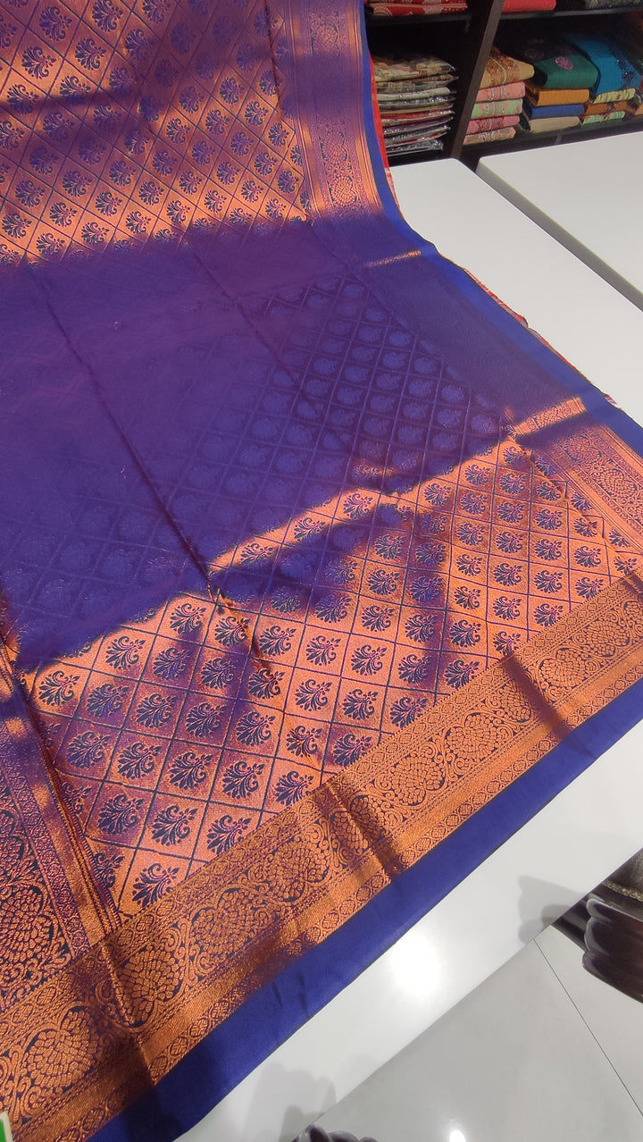 Rama Blue and Dark Blue Art Silk Saree - E1072