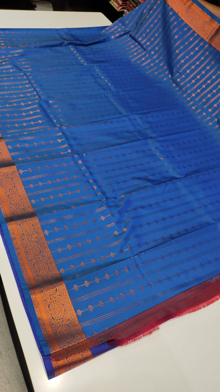 Rama Blue and Dark Blue Art Silk Saree - E1072