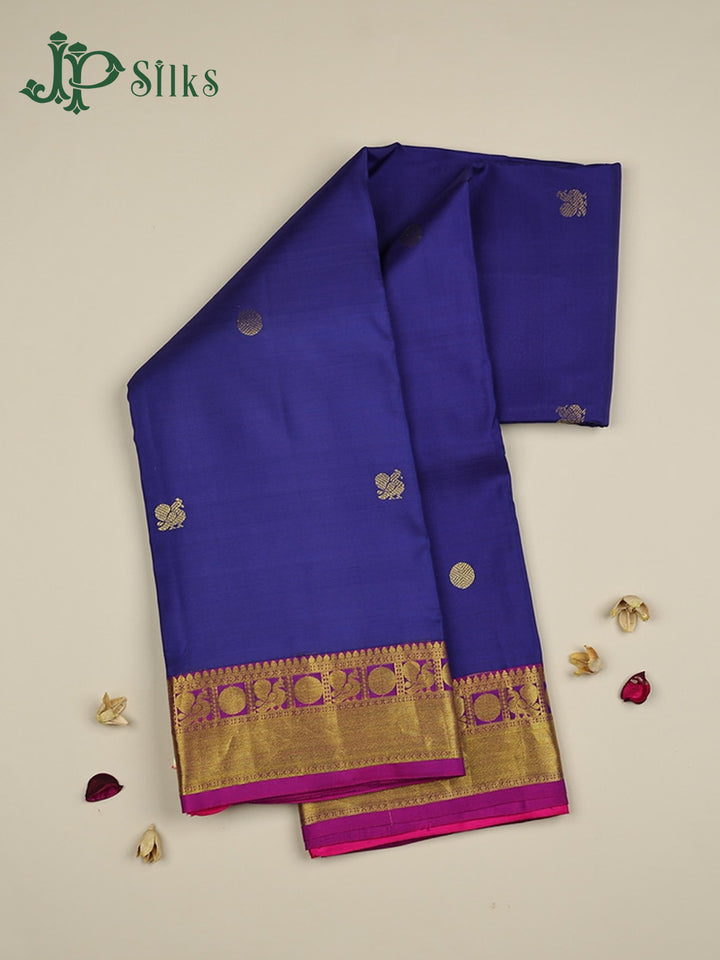 Ink Blue with Pink Kanchipuram Silk Saree - C682 - View 1