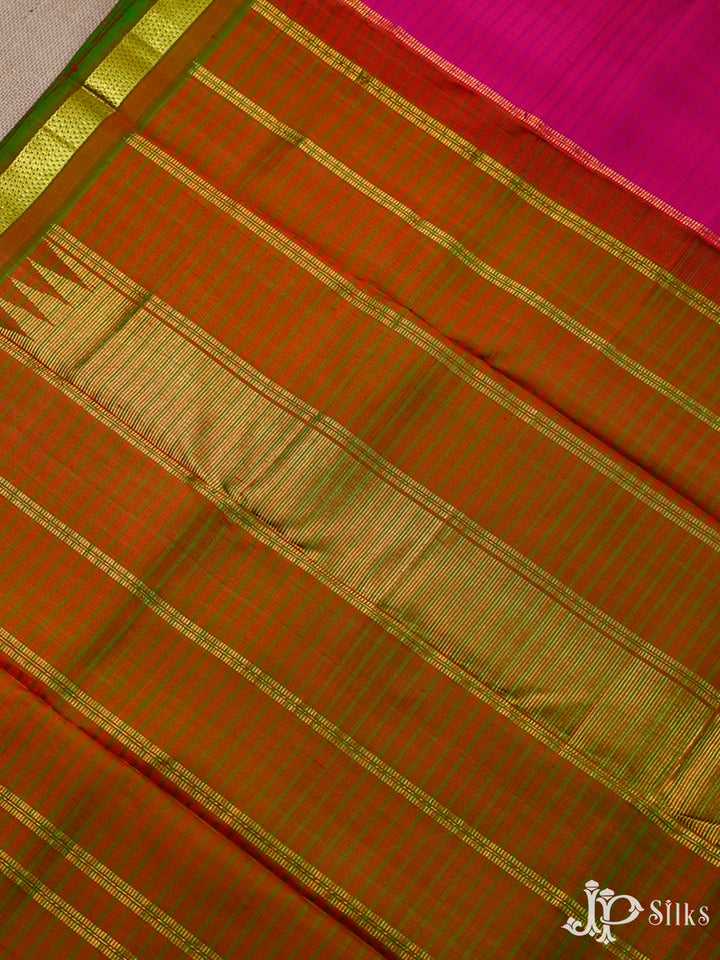 Rani Pink And Dual Shade Green Kanchipuram Pure Silk Saree - F3442