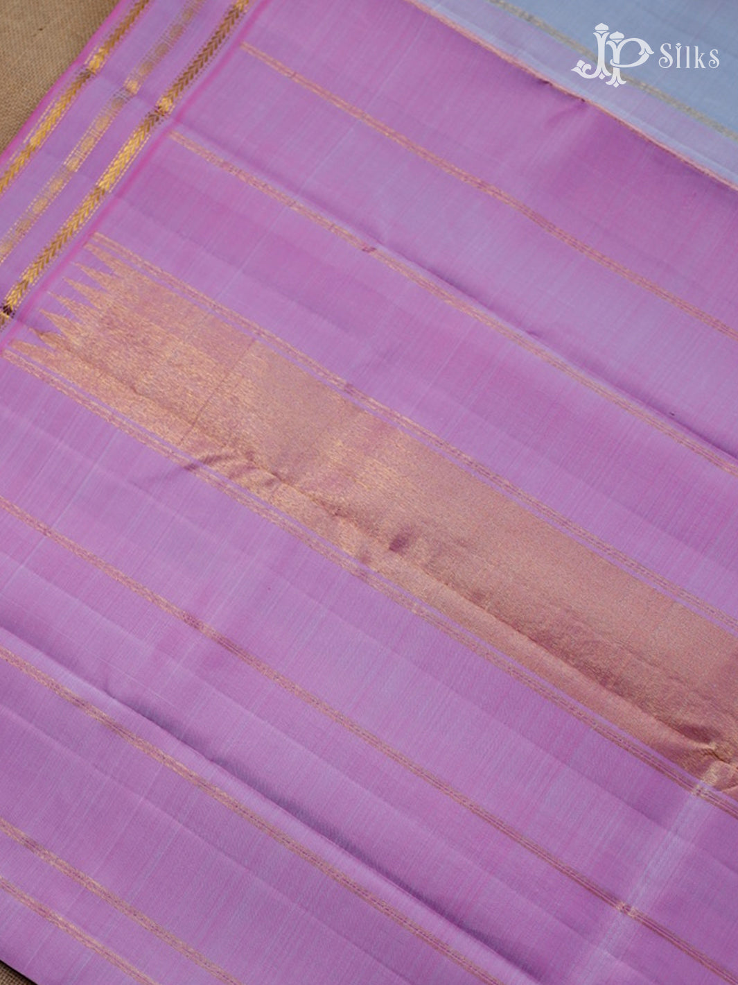 Grey And Baby Pink Kanchipuram Pure Silk Saree - F3490