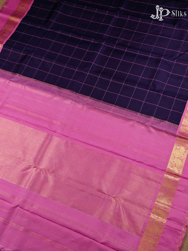 Navy Blue with Baby Pink Kanchipuram Silk Saree - F2347 - View 3