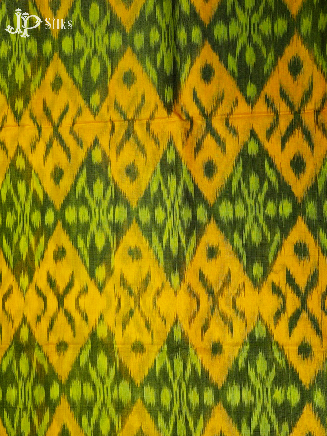 Green And Yellow Ikat Cotton Saree - F2486