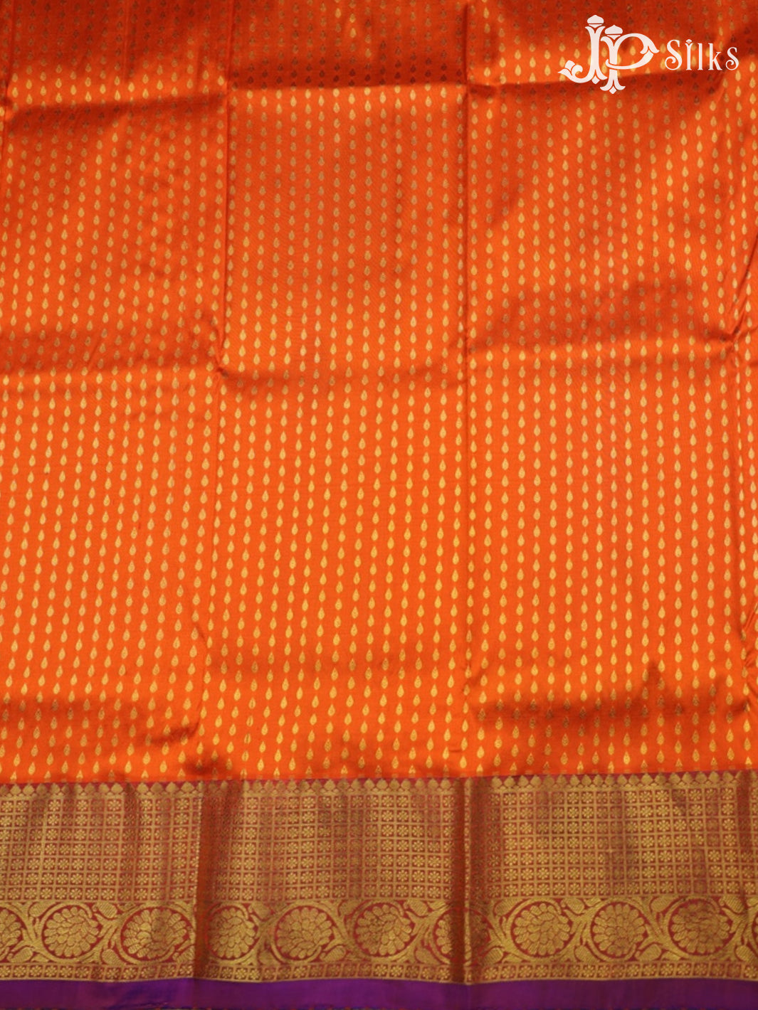 Orange and Blue Pattu Pavadai - D5934 - View 1