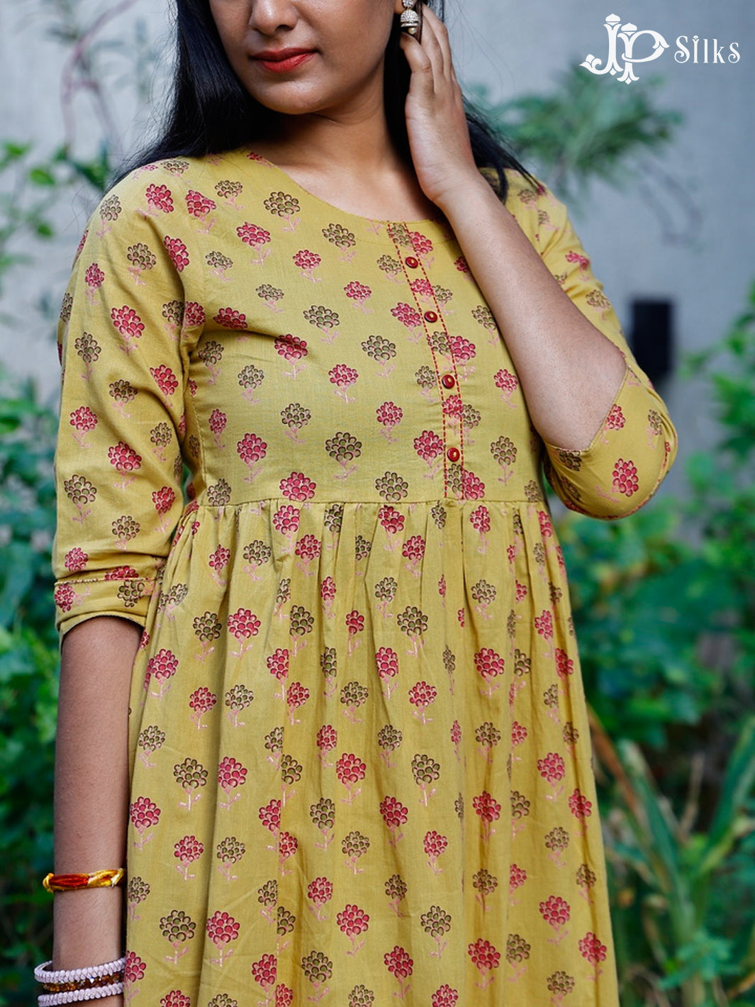 Mustard Yellow Floral Motif Readymade Salwar Suit Set