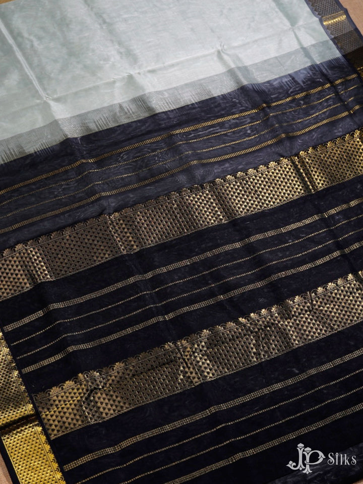 Grey and Black Silk Cotton Saree - F3420