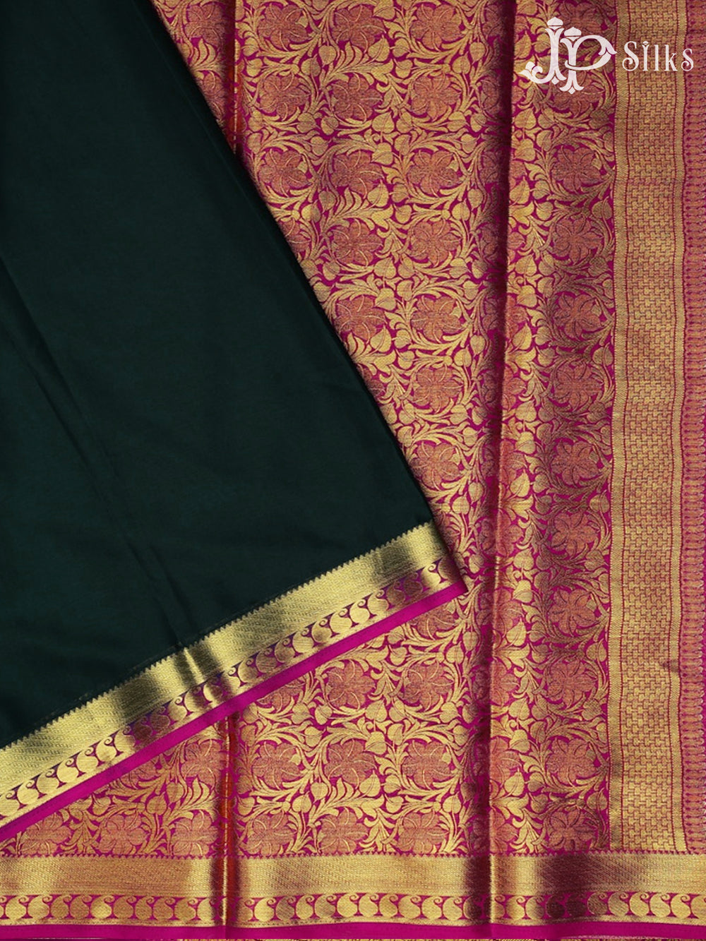 Bottle Green with Rani Pink Semi Mysore Silk Saree - F2425 - View 2