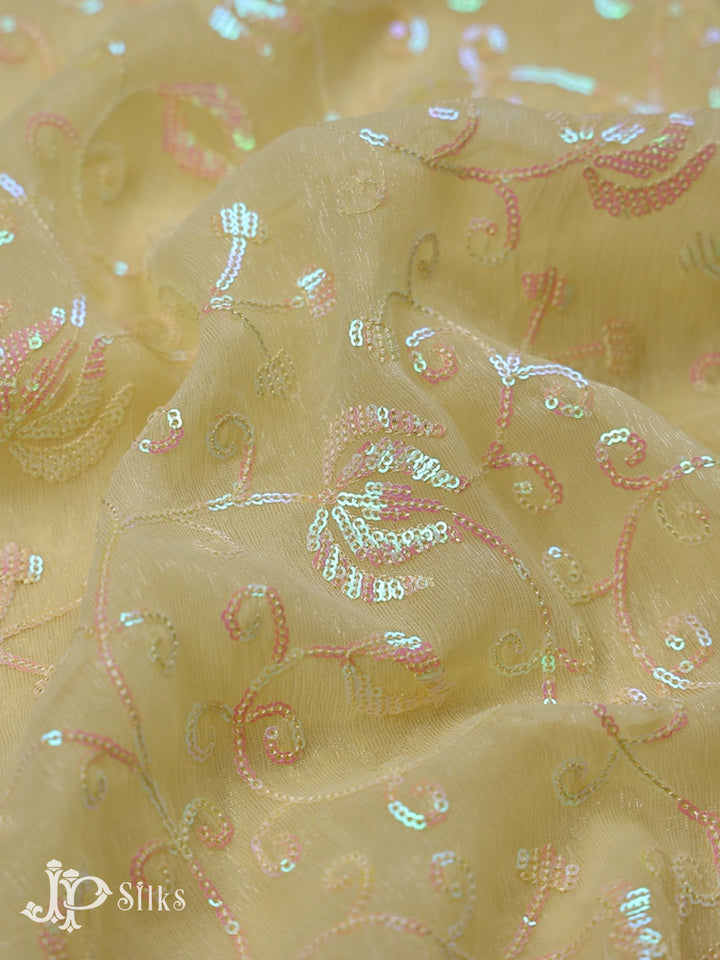 Light Yellow Designer Saree with Floral Design - E5295 - View 5